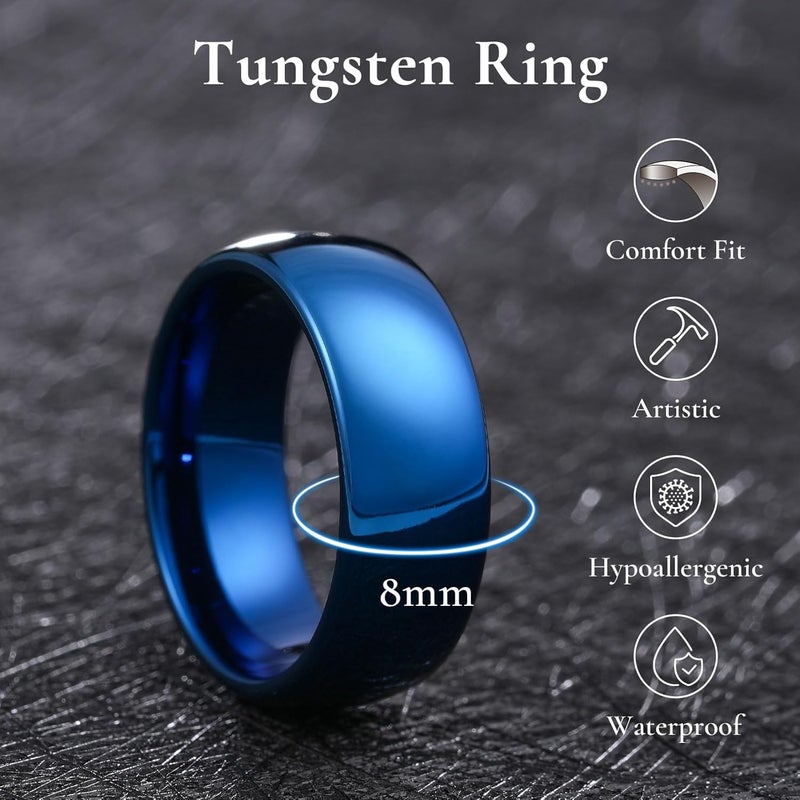 King Will Tungsten Carbide Wedding Band for Men Women Promise Rings for Couples Domed High Polish - Image 2